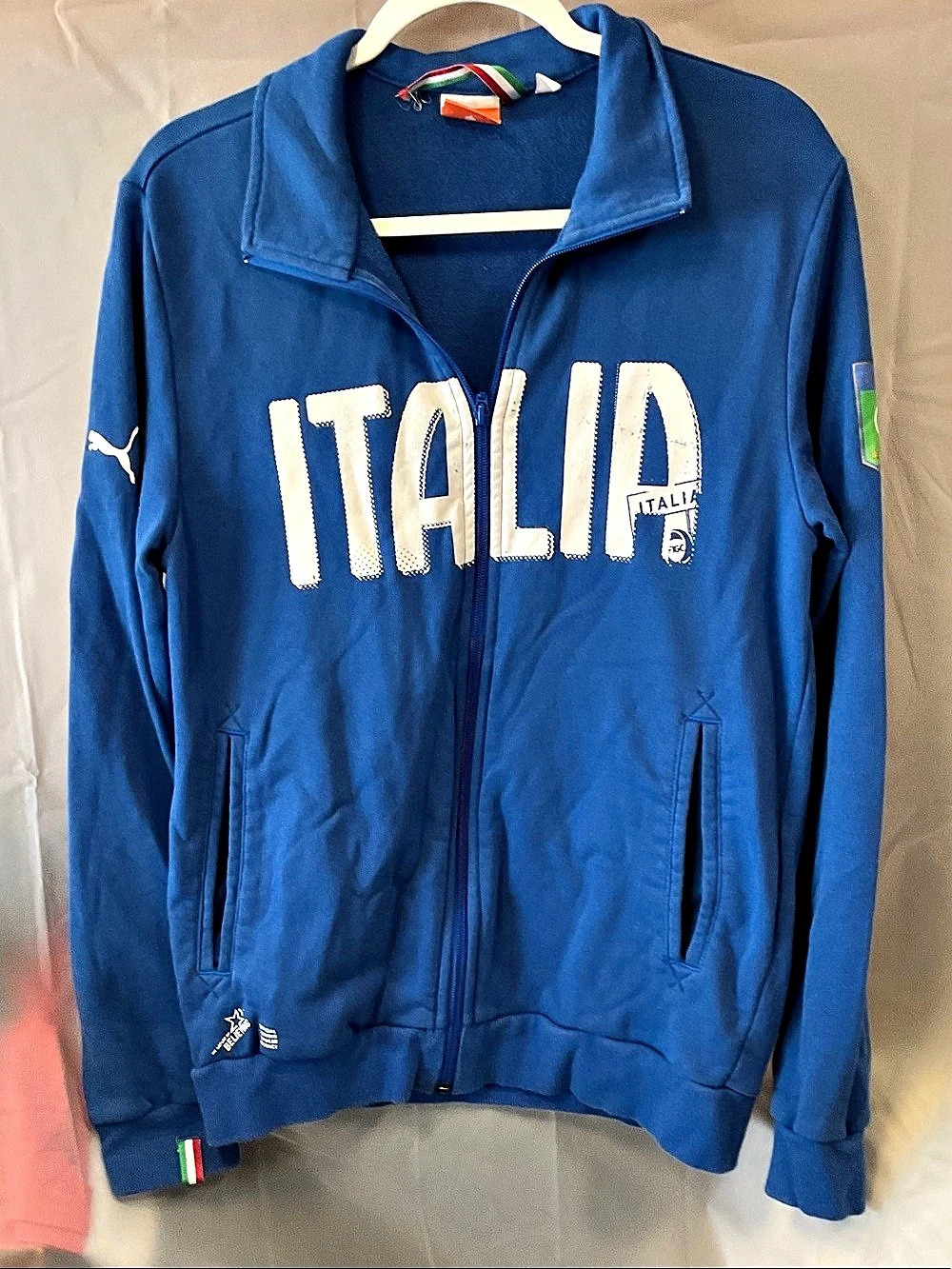 Puma Italia FIGC Full Zip Track Jacket Blue & White Small